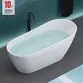 Produktbild: Freistehende Badewanne Acryl-Wanne Standbadewanne weiß inkl. Ablaufgarnitur V528
