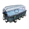 Produktbild: EXIT Toys Stone Pool mit Multifunktionale Abdeckung - 400x200x100cm - Großer, Rechteckiger Rahmenpool mit Sandfilterpumpe und Poolleiter - Extra Tief - Für Sauberes und Warmes Poolwasser - Grau