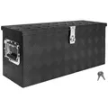 Produktbild: Trucky Deichselbox Schwarz Werkzeugkasten Truckbox Alu Box Anhänger Kiste mit Deckel Abschließbar Alubox Transportbox Werkzeugbox Aluminium Aufbewahrungsbox D055