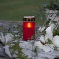 Produktbild: LED Grablicht Grabkerze Friedhofkerze gelb flackernd H: 12cm Timer für Außen rot