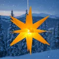 Produktbild: GURU SHOP 3D Batterie Außenstern Kaspar, Weihnachtsstern, Faltstern mit 18 Spitzen Incl. 7 m Kabel & LED Leuchtmittel - Ø 55 cm 4xAA Gelb Offen