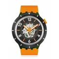 Produktbild: Swatch Big Bold Uhr für Erwachsene, Unisex, 47 mm Durchmesser, Bioceramic Gehäuse, Silikon Armband, Orange, Schwarz Zifferblatt, Grün Gehäuse, 3 Bar Wasserdicht, Sport, Modern, SB03G107