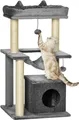 Produktbild: PawHut Katzenbaum 90 cm Kratzbaum mit Hängematte Spielbaum Katzenhöhle Plattformen Kletterbaum Katzenkratzbaum Aktivitätskratzbäum Plüsch Sisal Grau