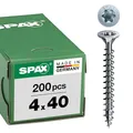 Produktbild: SPAX Universalschraube, 4,0 x 40 mm, 200 Stück, T-STAR plus, Senkkopf, Vollgewinde, 4CUT, WIROX A3J, 1191010400403
