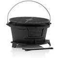 Produktbild: BBQ-Toro Gusseisen Grilltopf mit Grillrost | (B) 32 x (T) 33 x (H) 18 cm | Hibachi Style Grill mit Grillrostheber | Holzkohle Campinggrill, Gusseisen Feuertopf, BBQ Grill, Dutch Oven Station