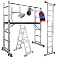 Produktbild: PROREGAL Arbeitsgerüst MULTISTEP, 3-in-1 Aluminiumleiter, 2x6 Sprossen, bis zu 2,7 m Höhe, Traglast 150kg, Arbeitsgerüst, Stehleiter, Anlegeleiter, Mehrzweckleiter