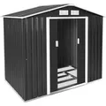 Produktbild: Tectake Gartenhaus Mit Satteldach  Aus Stahl Mit Fundament  214 x 130 x 185 cm Grau Weiß