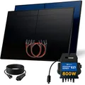 Produktbild: SUNNIVA® 1000W Balkonkraftwerk BIFAZIAL FULLBLACK komplett Steckdose AP Systems EZ1-M 800 Watt Wechselrichter, Solaranlage Komplettset, 2x500W Glas Bifacial Solarmodule, 5m Kabel, 4x1m Solarkabel