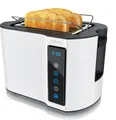 Produktbild: Arendo Toaster Wärmeisoliertes Doppelwandgehäuse, Display mit Restzeitanzeige, 2 kurze Schlitze, für 2 Scheiben, 800 W, Touchpanel, Brötchenaufsatz, 7 Bräunungsgrade