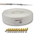 Produktbild: Premium X 30m SAT Koaxial Kabel 135dB 4-fach SAT Antennenkabel Koaxialkabel Koaxkabel Satellitenkabel 4K 1080p FULL HD HDTV DVB-S/S2 DVB-C DVB-T BK Anlage SAT-Kabel 10x F-Stecker