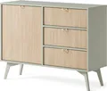 Produktbild: Masseno Kommode FORESTA 106 cm Sideboard mit 3 Schubladen und 1 Türen für Wohnzimmer Schlafzimmer Modern 106x38x80 cm Hellgrün / Kieferfarben
