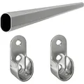 Produktbild: MS Beschläge Kleiderstange Stahlrohr verchromt ovale Garderobenstange Halterungen 1,15 Meter
