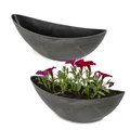 Produktbild: matches21 HOME & HOBBY Ovale Pflanzschalen für draußen - 2 große 39 cm Stein-Optik Pflanztöpfe als Garten Blumen-Töpfe