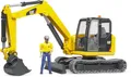 Produktbild: Bruder Spielfahrzeug Baustelle Bagger Cat Minibagger mit Bauarbeiter 02466