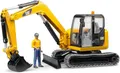 Produktbild: bruder 02466 - Cat Minibagger mit Bauarbeiter - 1:16 Baufahrzeug, Baustelle, Löf