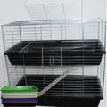 Produktbild: 1m doppel Hasenkäfig Meerschweinchenkäfig schwarz - Schwarz