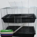 Produktbild: XXL 1m doppel Hasenkäfig Meerschweinchenkäfig schwarz