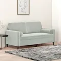 Produktbild: 2-Sitzer-Sofa mit Zierkissen Hellgrau 140 cm Samt - Vidaxl