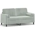 Produktbild: vidaXL 2-Sitzer-Sofa mit Zierkissen Hellgrau 140 cm Samt