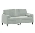 Produktbild: vidaXL Sofa 2-Sitzer-Sofa mit Zierkissen Hellgrau 140 cm Samt