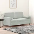Produktbild: 2-Sitzer-Sofa mit Zierkissen Hellgrau 140 cm Samt