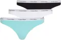 Produktbild: Calvin Klein Damen 3er Pack Strings Thong Unterwäsche, Mehrfarbig (Black/Beau Blue/White), L