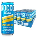 Produktbild: NOCCO BCAA energy drink 24er pack – zuckerfrei, vegan Energy Getränk mit Koffein, Vitaminen und Aminosäuren – Zitronengeschmack, 24 x 330ml inkl. Pfand (Limon Del Sol)