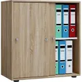 Produktbild: VCM Büroschrank mit 2 Fächern | moderner Aktenschrank mit Schiebetüren und Schloss | Maße ca. B. 70 x H. 73 x T. 37 cm – Lona 2-Fach abschlie... - Braun