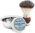 Produktbild: Störtebekker® Rasierpinsel Set - Bestehend aus veganem Rasierpinsel, Rasierschale und Rasierseife (Crusoe Duft) - inkl. hochwertiger Verpackung