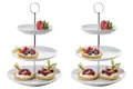 Produktbild: Home4You Etagere Servier-Ständer, 2er Set, H 37 cm, Weiß, 3 Etagen, Porzellan, Ø 26 cm, für Obst, Süßigkeiten, Kuchen, Desserts