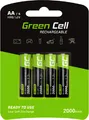 Produktbild: Green Cell 2000mAh 1.2V 4 Stck Vorgeladene NI-MH AA-Akkus - Akkubatterien AA/Mignon, sofort einsatzbereit, Starke Leistung, geringe Selbstentladung, wiederaufladbare Akku Batterie, ohne Memory-Effekt