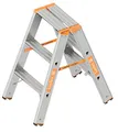 Produktbild: Layher 1043003 Stufenstehleiter Topic, Aluminiumleiter 2x3 Stufen 80 mm Breit, beidseitig begehbar, klappbar, Länge 0.75 m