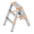 Produktbild: TOPIC 1043 Alu Layher Stehleiter zweiteilig, Kunststoffschuhen 2x 3 Stufen 1,55