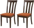 Produktbild: 2er-Set Esszimmerstuhl HWC-G46, Küchenstuhl Stuhl, Stoff/Textil Massiv-Holz dunkles Gestell, orange