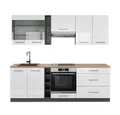 Produktbild: Vicco Küchenzeile Fame-Line, Weiß Hochglanz/Anthrazit, 235 cm, AP Eiche