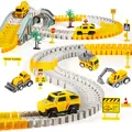 Produktbild: Kizplays 260 Stück Bau-Rennstrecken Spielzeug mit 6 Baufahrzeugen und Zubehör
