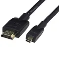 Produktbild: Amazon Basics Micro HDMI to HDMI Display Cable, 18Gbps High-Speed, 4K@60Hz, 2160p, 48-Bit Color, Ethernet Ready, 6 Foot, Black