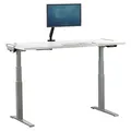 Produktbild: Fellowes Levado elektrisch höhenverstellbarer Schreibtisch weiß rechteckig, C-Fuß-Gestell silber 160,0 x 80,0 cm