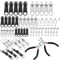 Produktbild: 86 Stück Reißverschluss Reparatur Set, Reißverschluss Reparatur Ersatzteile, Reisverschlussreparaturset Zipper mit Zange, Reißverschluss Schieber, Bodenstopper, Reißverschluss Verlängerung