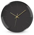 Produktbild: Analoge Wanduhr: Klassisches Design in Schwarz, Ø 25 cm, Quarzuhrwerk, Metallrahmen und -zeiger