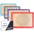 Produktbild: Lazymi 4 Stück Antihafte Backmatte Silikon mit Messung für Macaron/Kuchen/Brot/Pizza Matte. Backunterlage, Silikonmatte, Backpapier, Backfolie, Ausrollmatte, Teigmatte, Tischset, BPA Frei