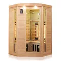 Produktbild: Dewello® Infrarotkabine Infrarotsauna LAKEFIELD 3 140cm x 140cm für 2-3 Personen aus Hemlock Holz mit Vollspektrumstrahler, LED-Farblicht, Bluetooth, FM,MP3,USB