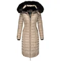 Produktbild: NAVAHOO Damen Wintermantel langer Winter Steppmantel mit Kunstfellkapuze Umay