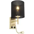 Produktbild: Art Deco Wandlampe Gold Mit Schwarzem Baumwollschirm - Stacca