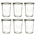 Produktbild: Weck 6x Sturzglas 850ml (3/4 Liter) mit Gummiring und 2 Klammern