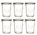 Produktbild: WECK Vorratsglas 6x WECK-Sturzglas 850ml (3/4 Liter) mit Gummiring, Glas, (Set, 6-tlg., 6 Gläser, 6 Klammern, 6 Dichtringe, 6 Glasdeckel), 6 Einweckgläser 850ml inkl. Dichtringen, Klammern & Glas-Deckeln