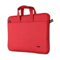 Produktbild: Trust Bologna Slim Laptop Eco Tasche bis 16 Zoll aus Recyceltem Kunststoff, mit Schultergurt, Nachhaltige Umhängetasche für Reisen, Business, Büro, Schule - Rot