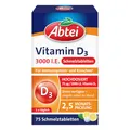 Produktbild: Abtei Vitamin D3 3000 I.E. - unterstützt Immunsystem und Knochen - laborgeprüft, glutenfrei, laktosefrei und vegetarisch - 75 Schmelztabletten mit Zitronengeschmack