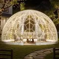 Produktbild: VEVOR Gartenkuppel, 4,57x2,9 m gro_es transparentes Blasenzelt für 10_14 Personen, geodätisches Kuppelgewächshaus mit Fenster, PVC-Zelt für Hinter