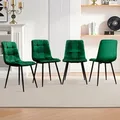 Produktbild: HOMELUX Esszimmerstühle 4er Set Küchenstuhl Essstühle mit Rückenlehne Samtbezug Polsterstuhl Esszimmer Stuhl Metallbeine,110 kg Belastbar, Grün - Grün